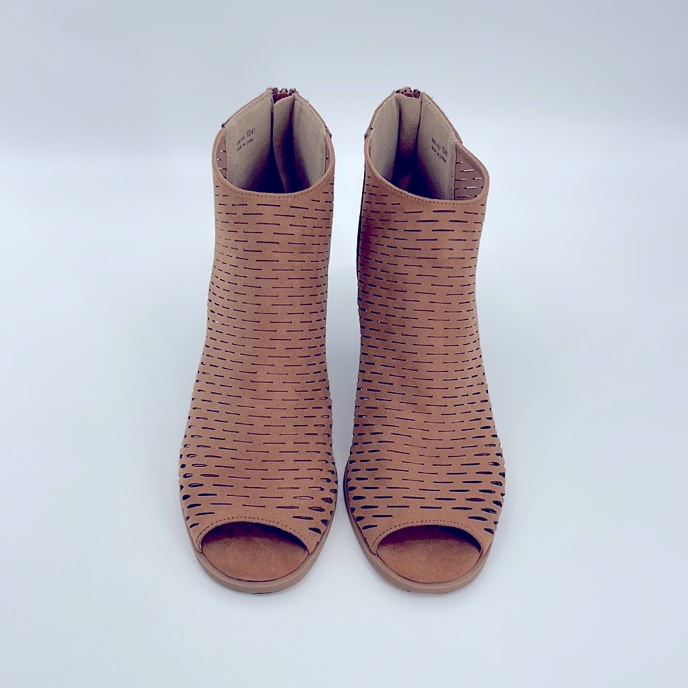 CHINESE LAUNDRY Open Toe Faux Suede Boots